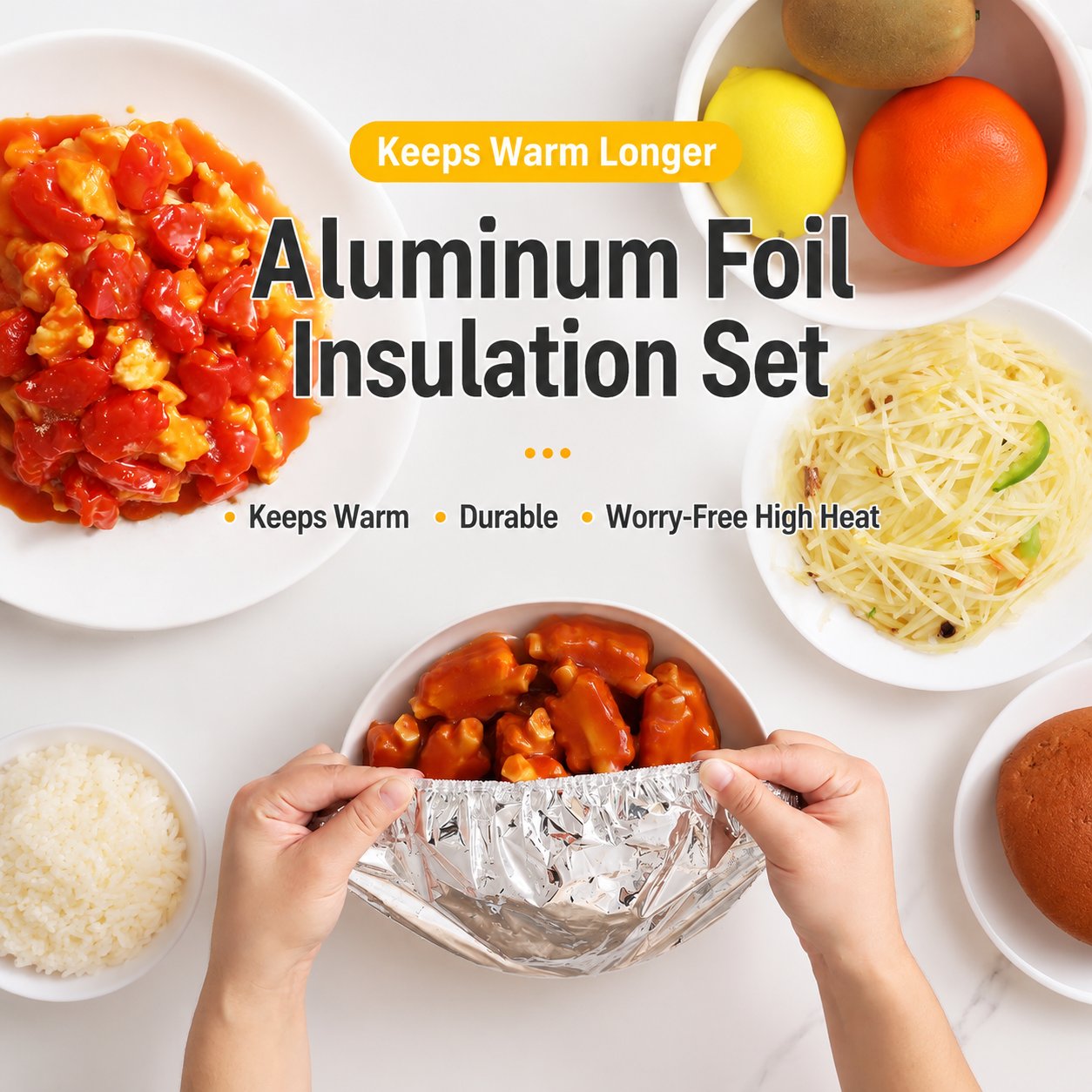 🍽️Reusable Aluminum Foil Thermal Food Cover — Heat-Retaining, Washable & Freshness-Preserving Kitchen Essential
