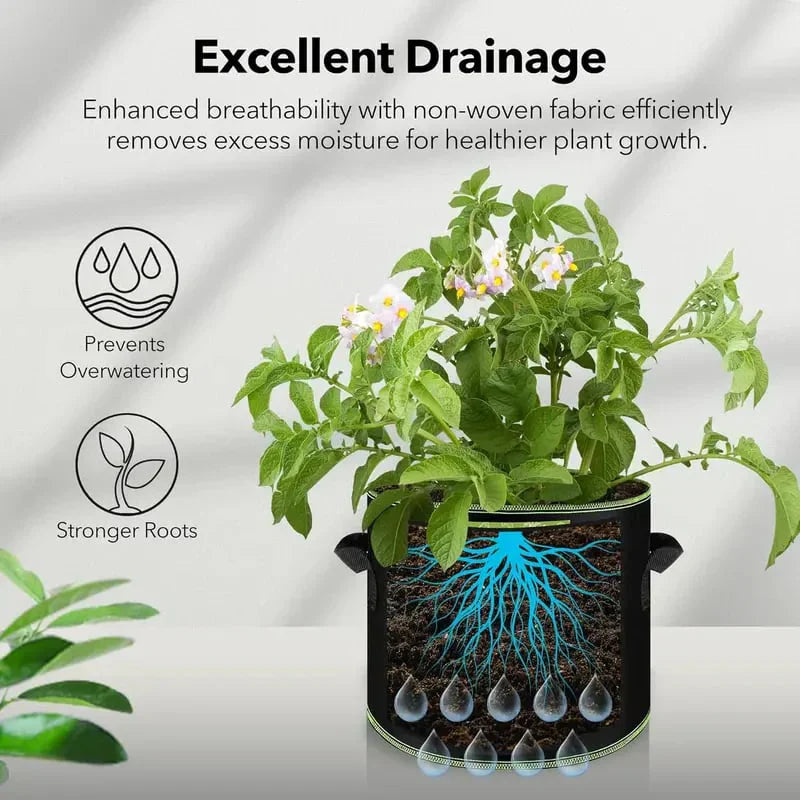 🌱 5-Pack 5 Gallon Grow Bags – Heavy Duty Aeration Fabric Pots with Handles for Vegetables, Flowers & Fruits