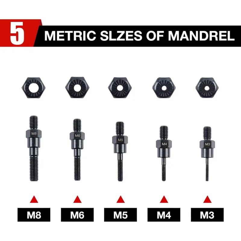 🔥LAST DAY 49% OFF - 🛠️Electric Drill Rivet Nut Gun Adapter Kit (M3-M8)