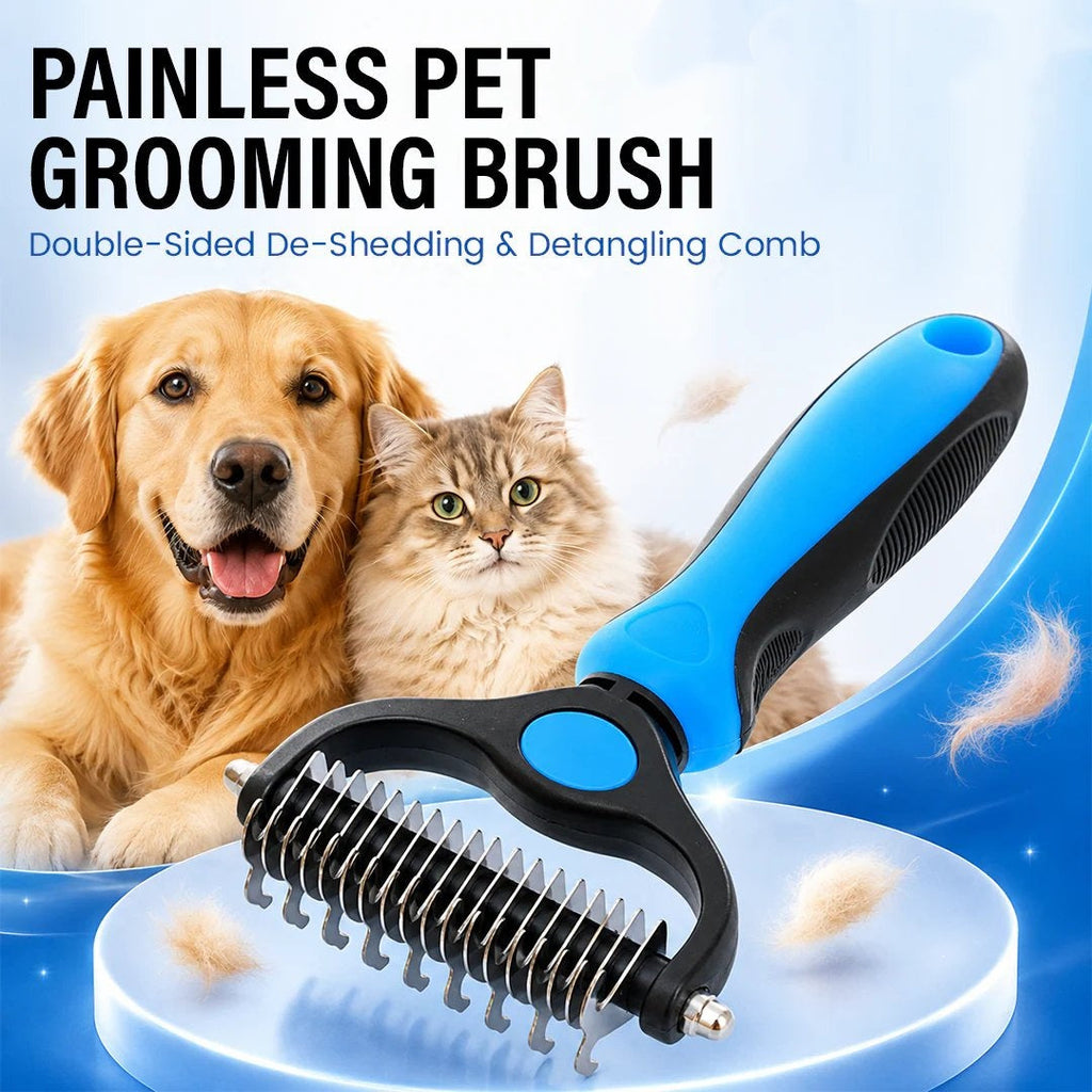 🐾 Painless Pet Grooming Brush – Double-Sided De-Shedding & Detangling  Comb