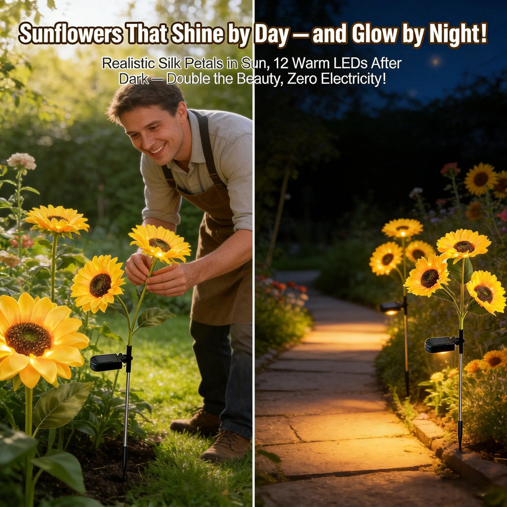 2026 UPGRADED Solar Sunflowers – Hyper-Realistic Petals, Stunning Shadow Projections & Dusk-to-Dawn Garden Magic 🌻