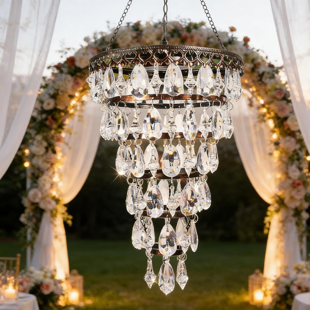 Solar Crystal Chandelier Outdoor Hanging Lantern – Romantic Garden & Patio Decor