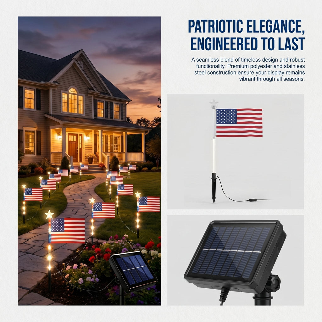 💕8-in-1 American Flag Solar Lights