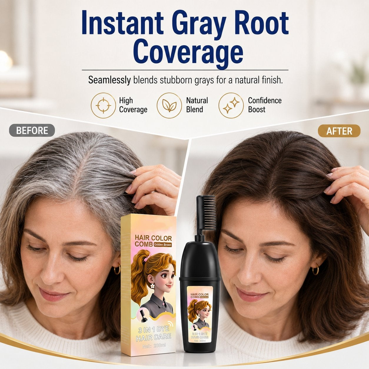🔥LAST DAY 49% OFF -3-in-1 Instant Hair Color Comb