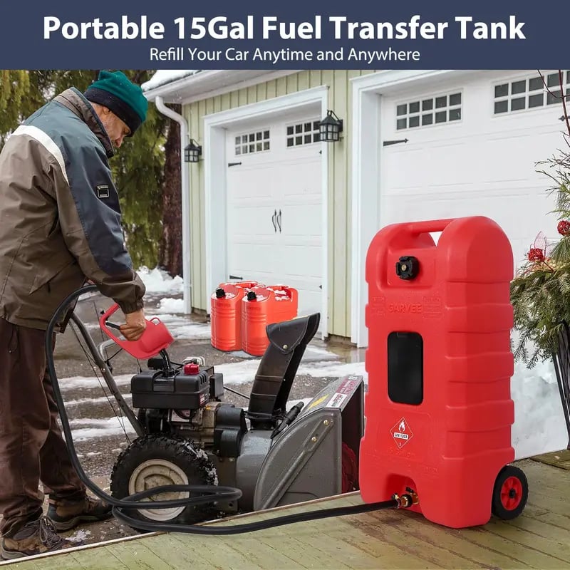 15 Gallon Portable Fuel Caddy with LE Pump & 10ft Hose