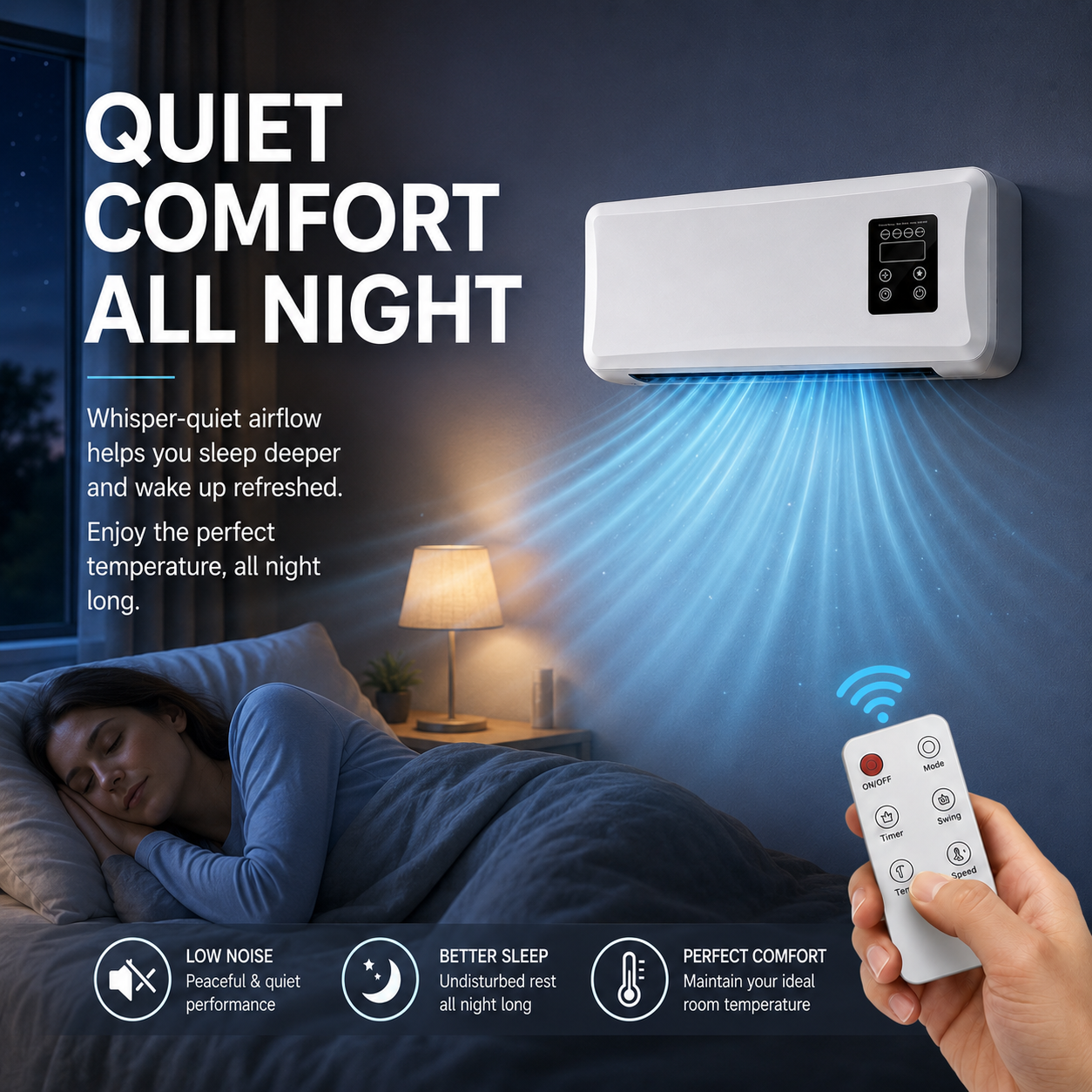 2-in-1 Wall Mounted Air Cooler & Heater with Remote Control