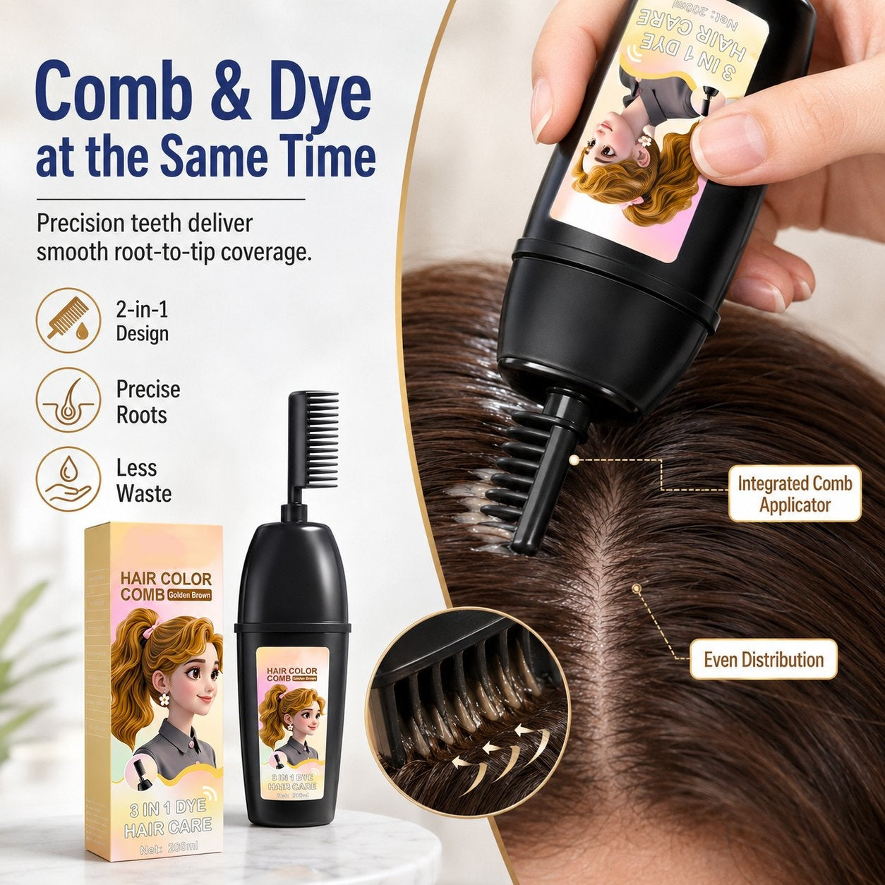 🔥LAST DAY 49% OFF -3-in-1 Instant Hair Color Comb
