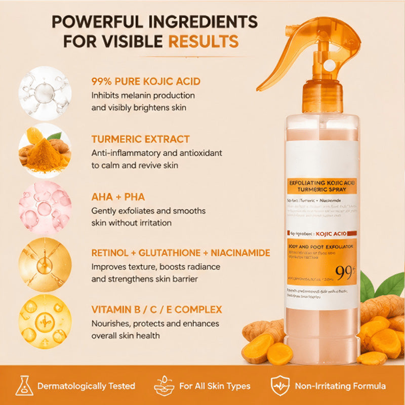 PEEL SHOT 99% Kojic Acid + Turmeric Body Exfoliating Spray