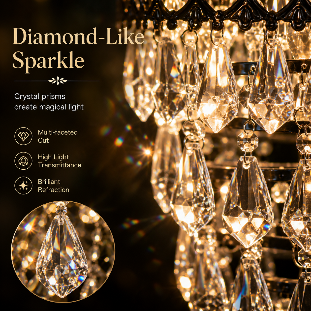 Solar Crystal Chandelier Outdoor Hanging Lantern – Romantic Garden & Patio Decor