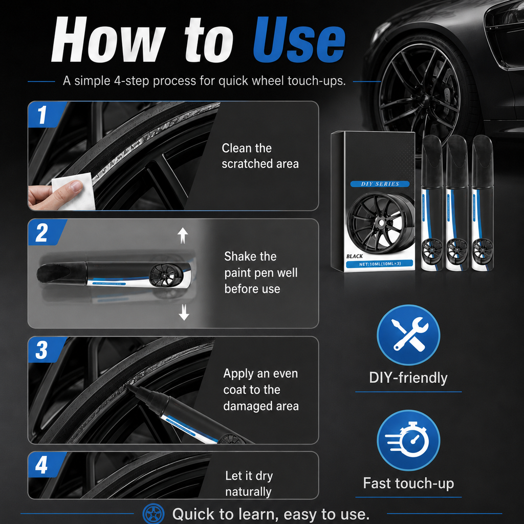Wheel Scratch Repair Pen — Fix Curb Rash in 10 Min | Rust-Proof Formula