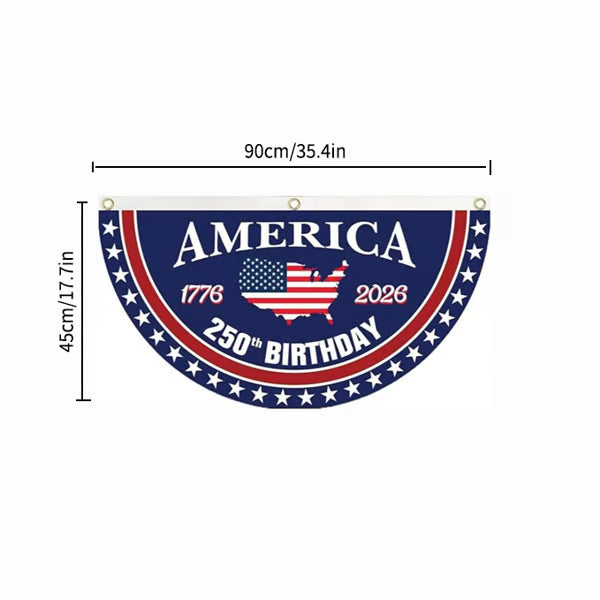 🗽USA 250th Anniversary Patriotic Fan Flag – Half-Round Porch Banner for 2026 Celebration🦅