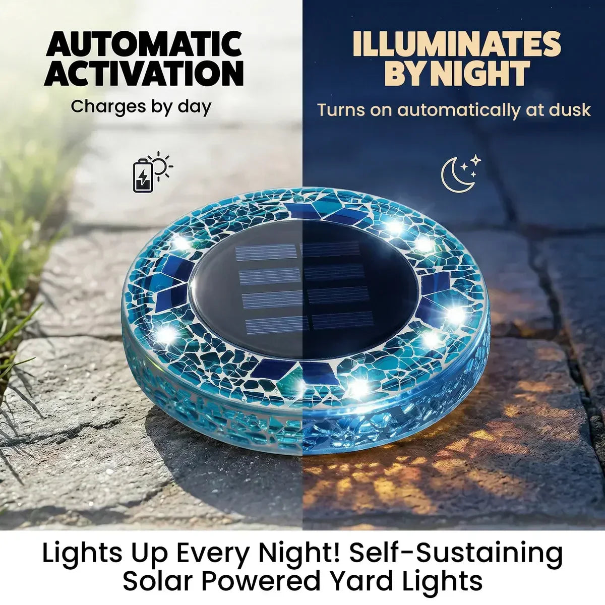 🛋️Solar Mosaic Lights – Waterproof LED Pathway Lights with Auto On/Off
