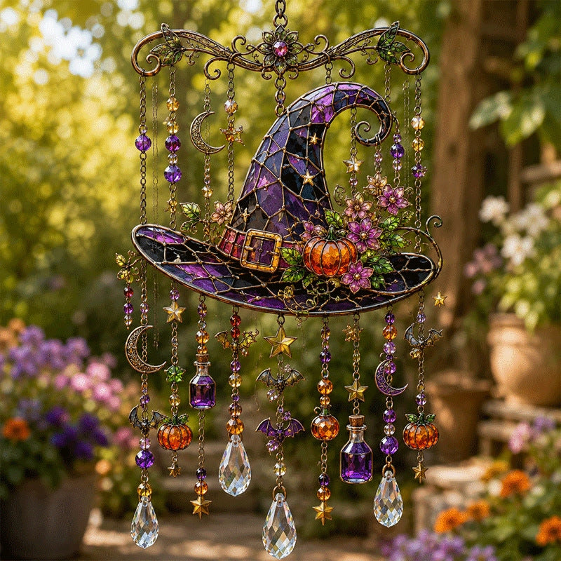 🎃 Halloween Hummingbird Wind Chime | Crystal Garden Hanging Decor