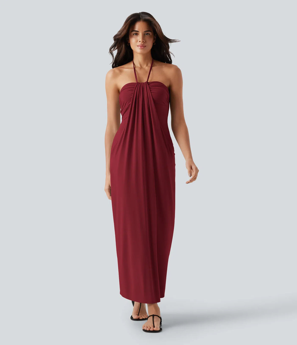 Halter Tie Back Maxi Dress with Pockets