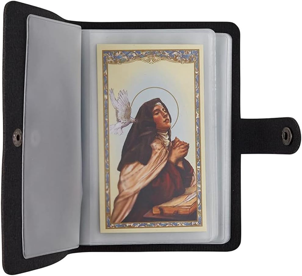 ✝️ Catholic Genuine Leather Holy Card Holder – Pocket Prayer Card Organizer with Snap Closure!!!