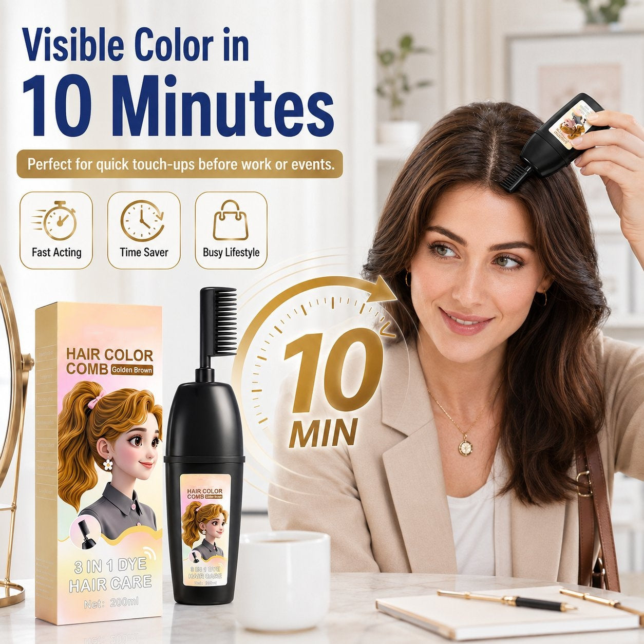 🔥LAST DAY 49% OFF -3-in-1 Instant Hair Color Comb