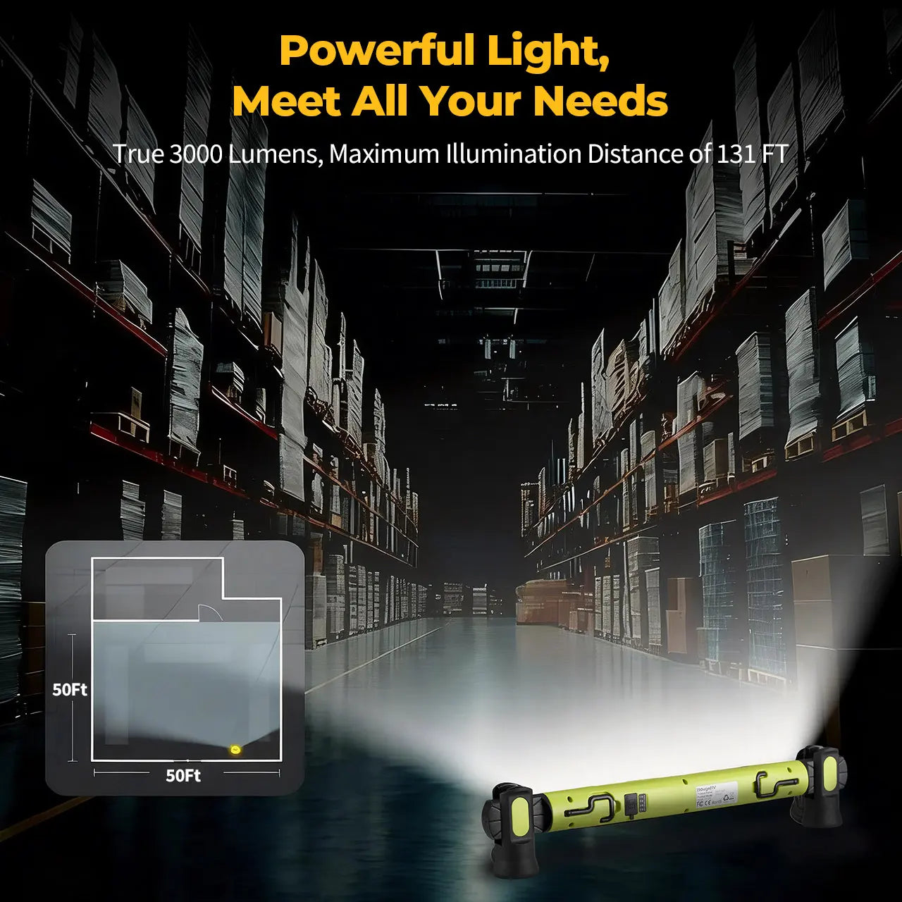 [Father's Day Gift] 5200mAh LED magnetic rechargeable light strip, 3000 lumens, with hook, ideal for mechanics, auto repair, and garage use.