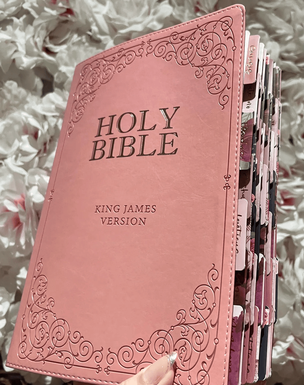 🔥LAST DAY 50% OFF -📖Beautiful KJV Pink Leather Soft Giant Print Bible with Ombre Tabs🙏🏼