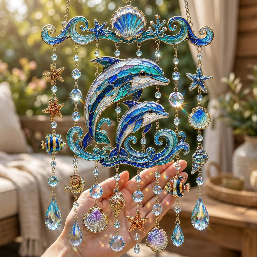 🐋 Ocean-Themed Crystal Wind Chime – Bring the Ocean Glow to Your Garden (📦Buy 2 Free Shipping)