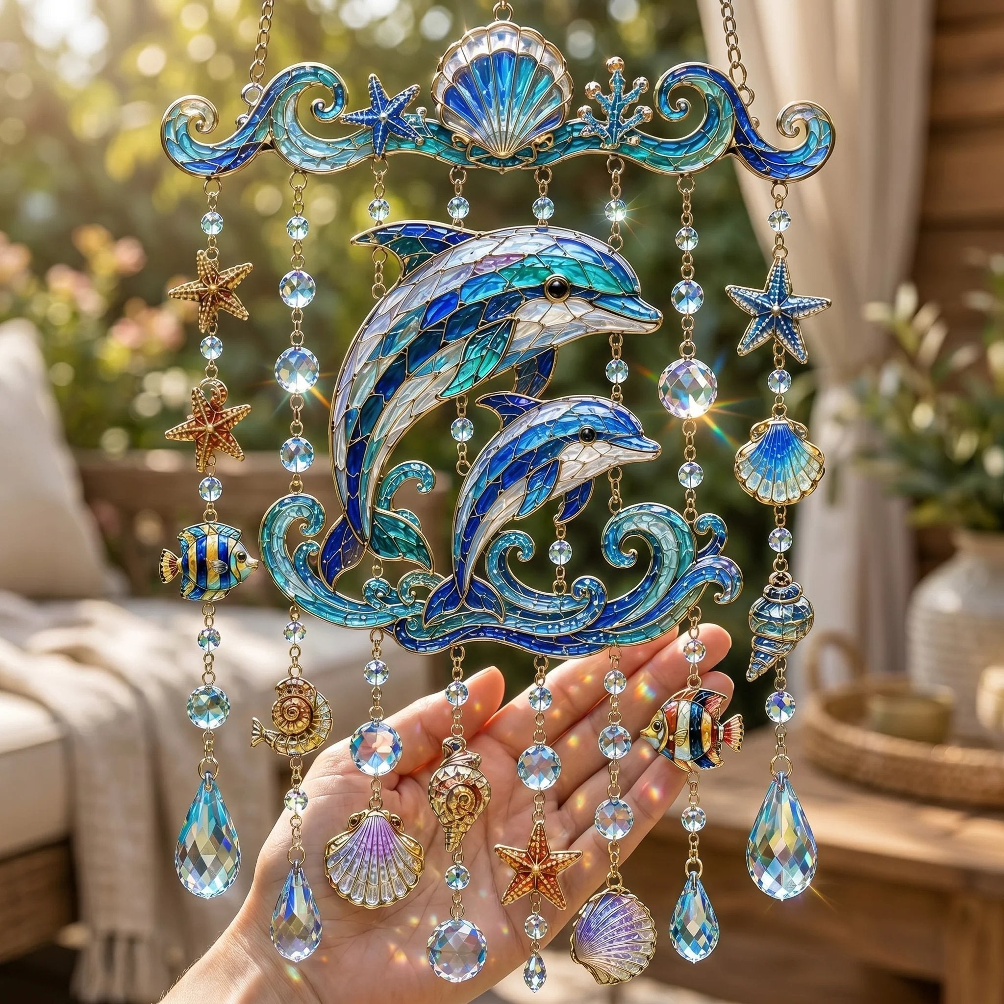 🐋 Ocean-Themed Crystal Wind Chime – Bring the Ocean Glow to Your Garden (📦Buy 2 Free Shipping)
