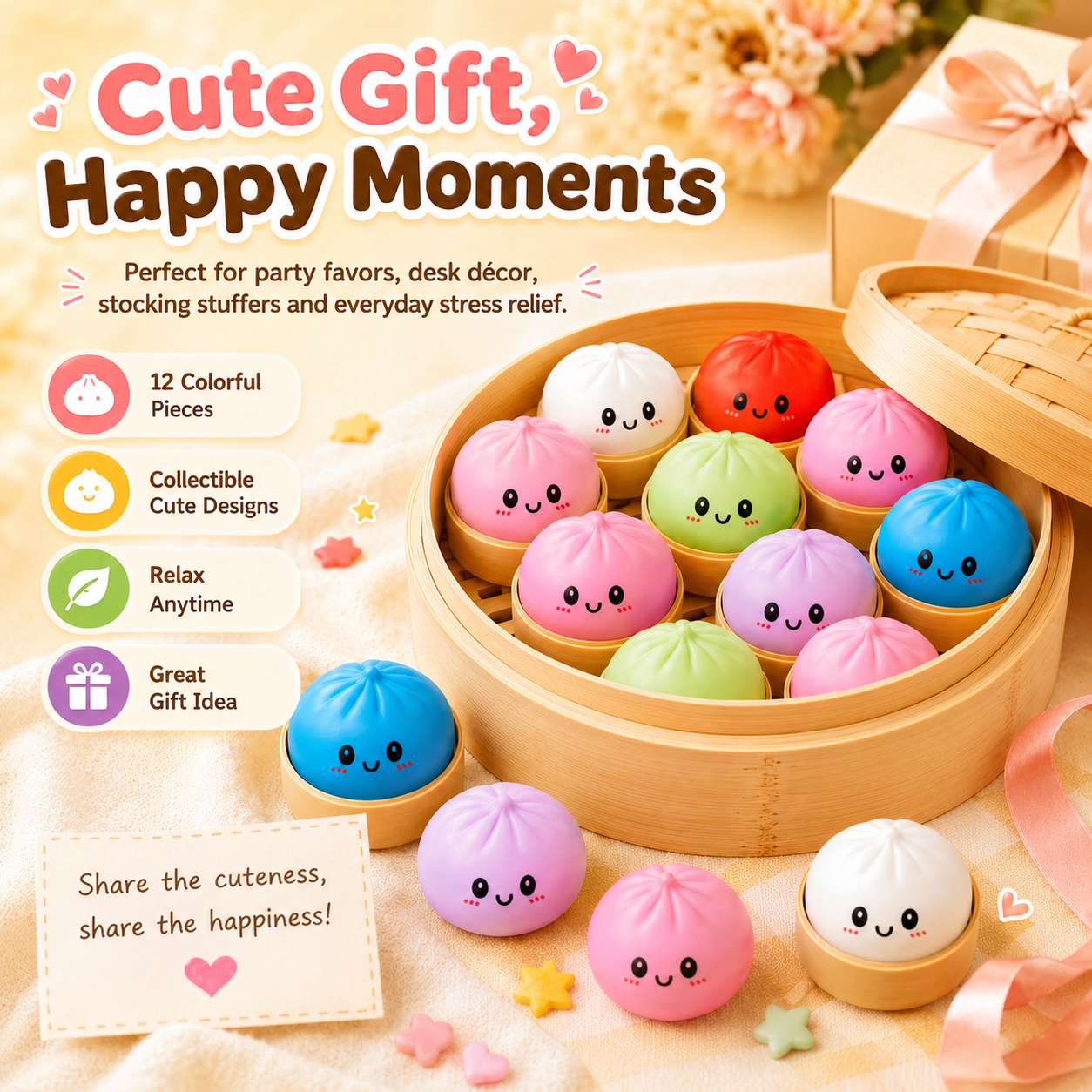 😋12PCS Cute Big Bun Squishy Toys – Super Soft Stress Relief Fidget Set 🍞✨