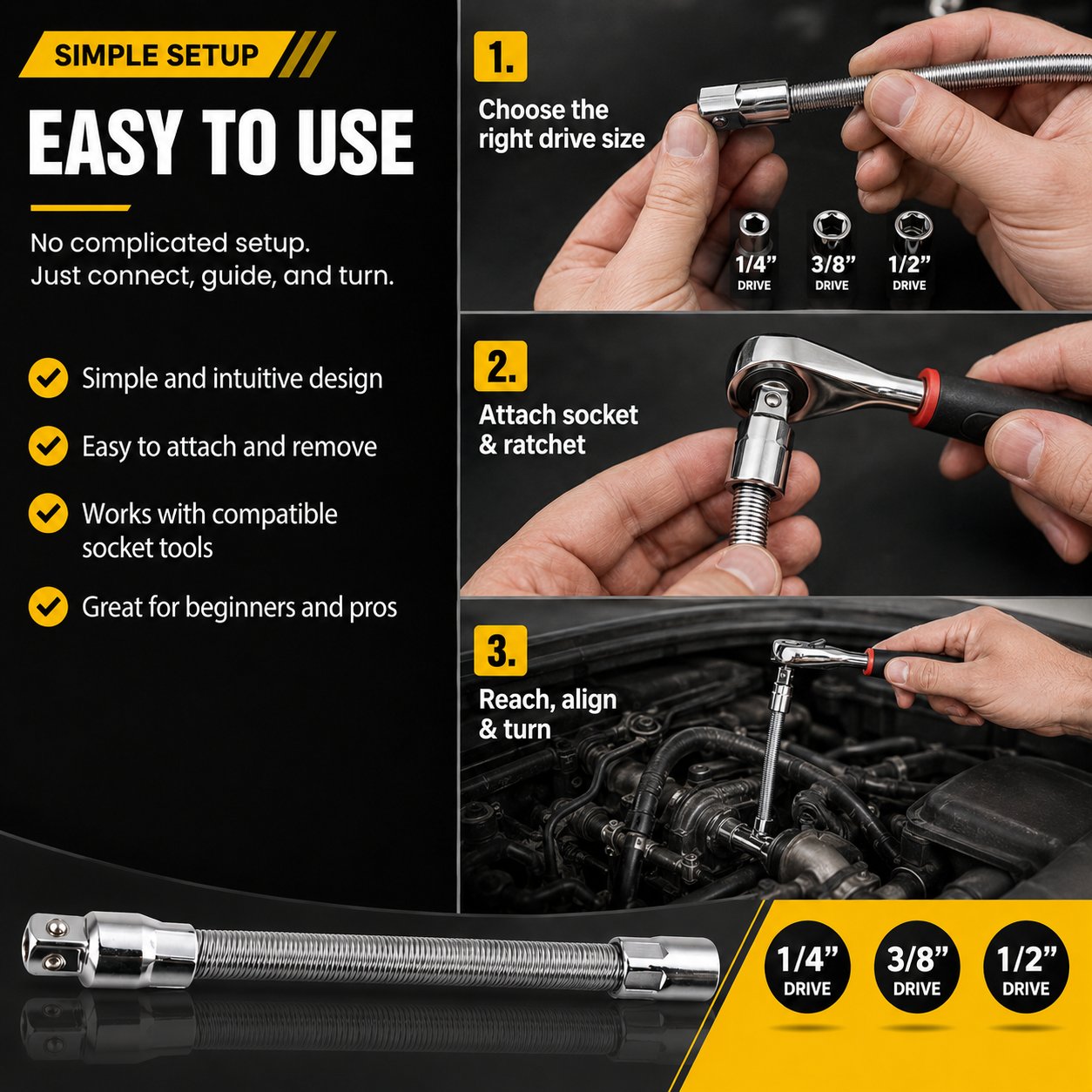 🔧 Flexible Universal Socket Extension Adapter Set