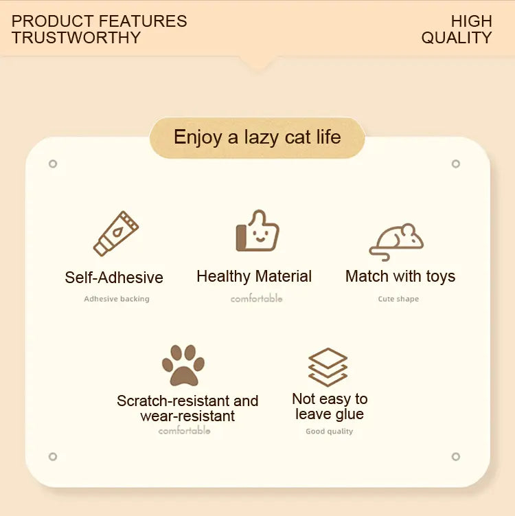 SmartWell Cat Scratcher Mat Self Adhesive Wall Protector 5D Visual Woven Art Anti Scratch Furniture Guard With Free Cat Toy Durable Felt Pad For Indoor Cats Couch Door Sofa Protection