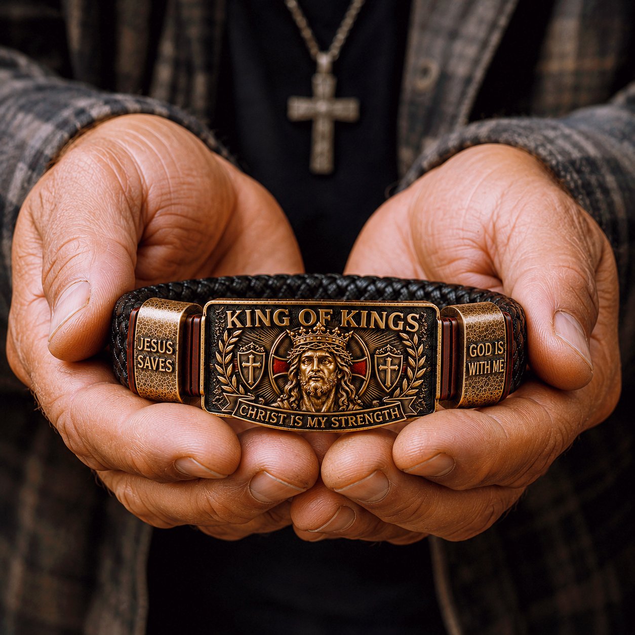 ✝️ King of Kings Faith Bracelet – Adjustable Christian Wristband Gift