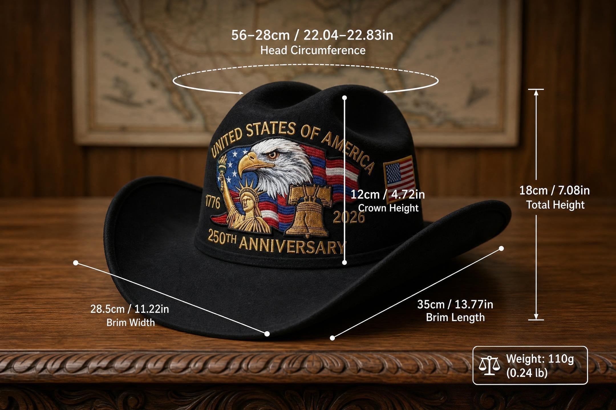 🔥LAST DAY 49% OFF - 🤠Unisex Patriotic-Themed Felt Cowboy Hat🦅💙