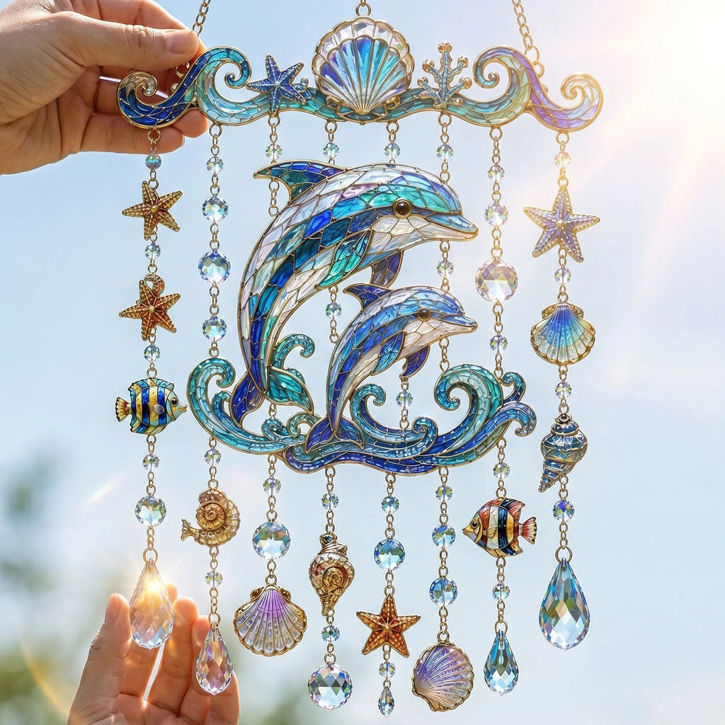 🐋 Ocean-Themed Crystal Wind Chime – Bring the Ocean Glow to Your Garden (📦Buy 2 Free Shipping)