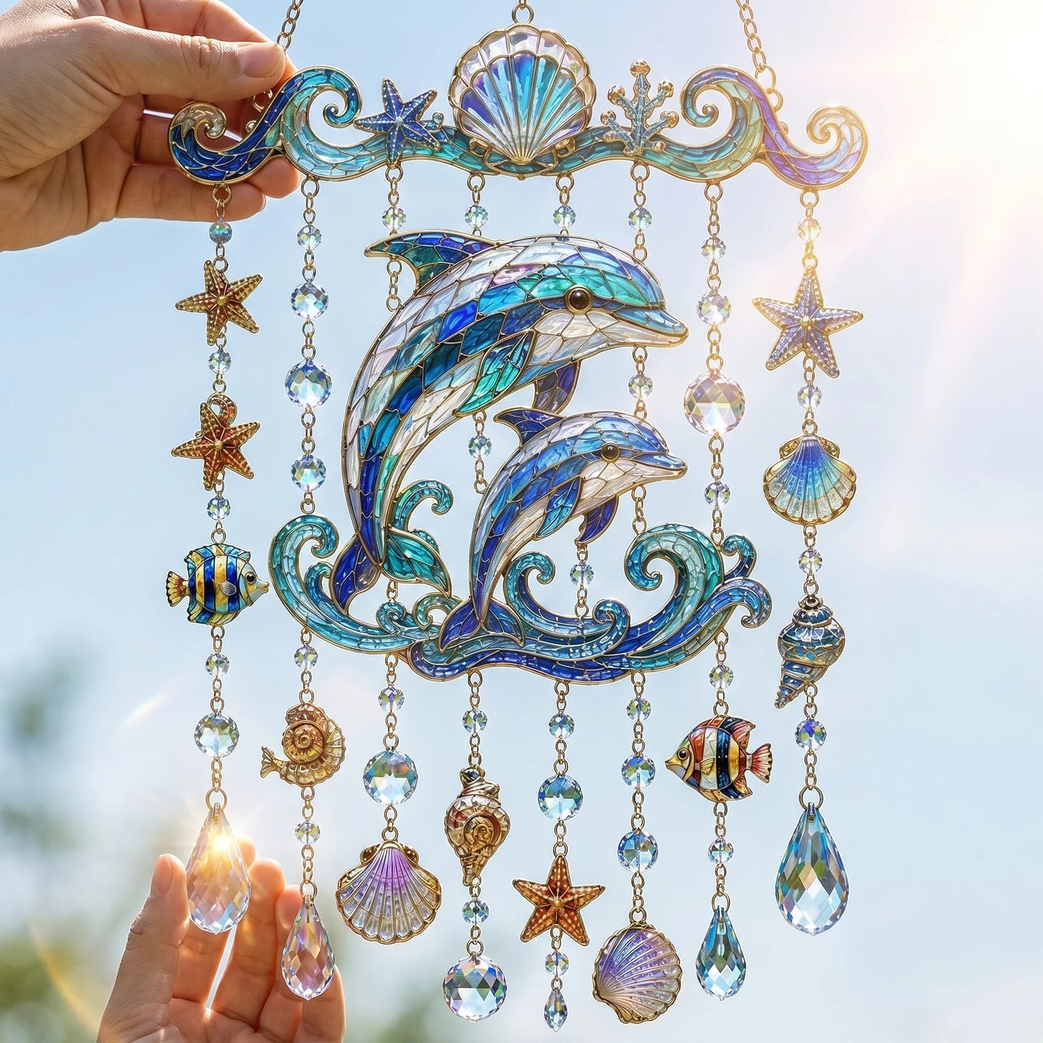 🐋 Ocean-Themed Crystal Wind Chime – Bring the Ocean Glow to Your Garden (📦Buy 2 Free Shipping)