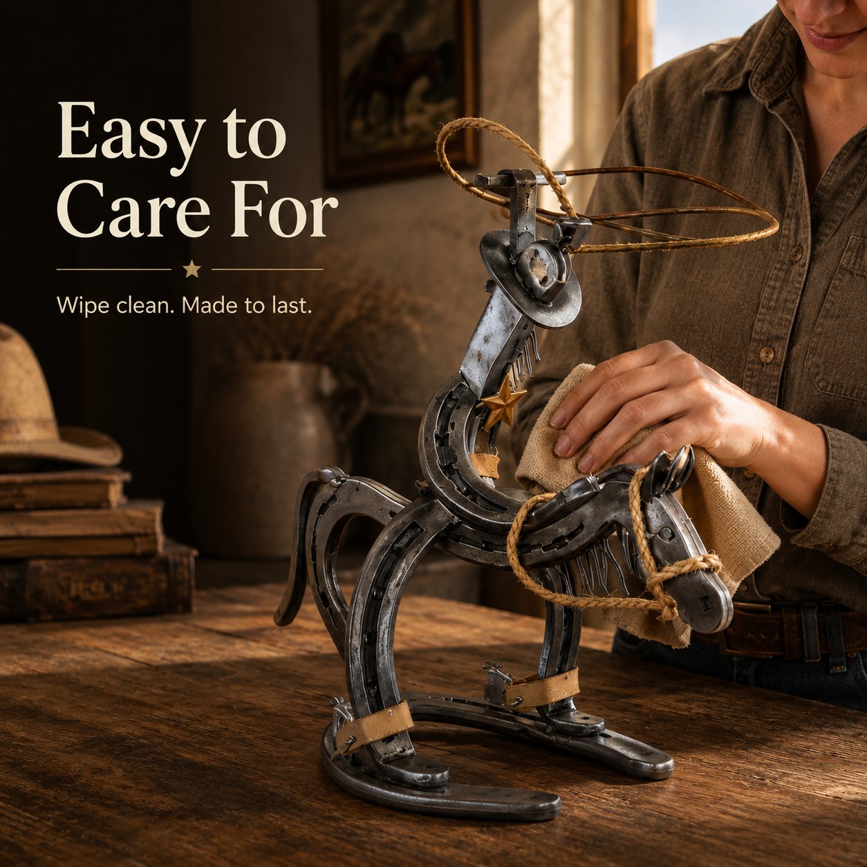 🔥Handcrafted  Cowboy Iron Pony Ornament
