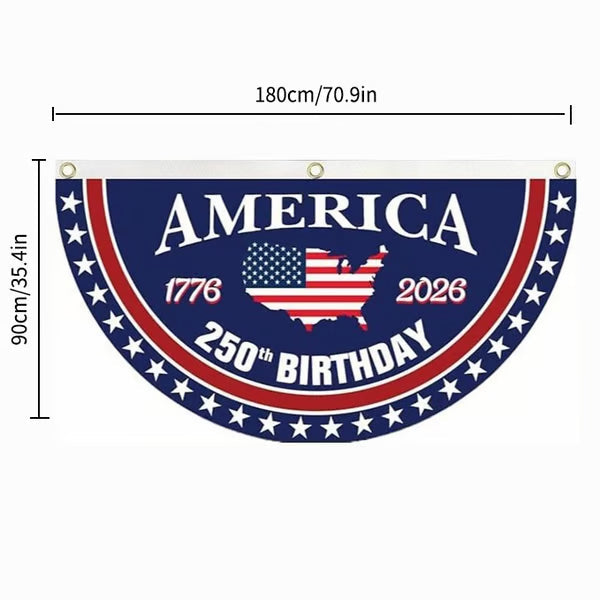 🗽USA 250th Anniversary Patriotic Fan Flag – Half-Round Porch Banner for 2026 Celebration🦅