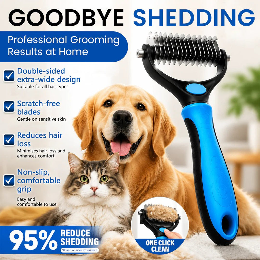 🐾 Painless Pet Grooming Brush – Double-Sided De-Shedding & Detangling  Comb