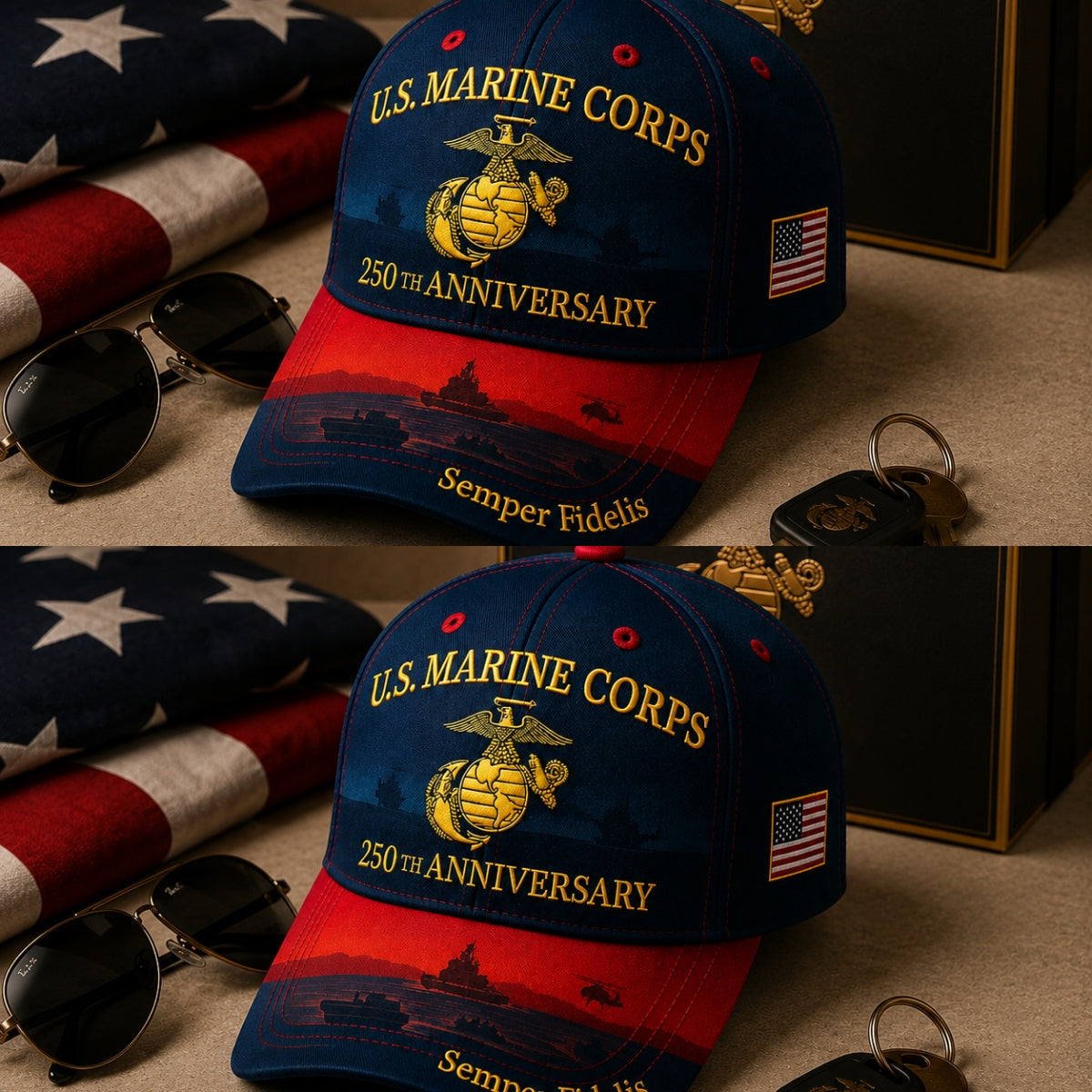 🇺🇸🎖️ U.S. Marine Corps 250th Anniversary Commemorative Cap – Embroidered Eagle, Globe & Anchor with "Semper Fidelis" Motto