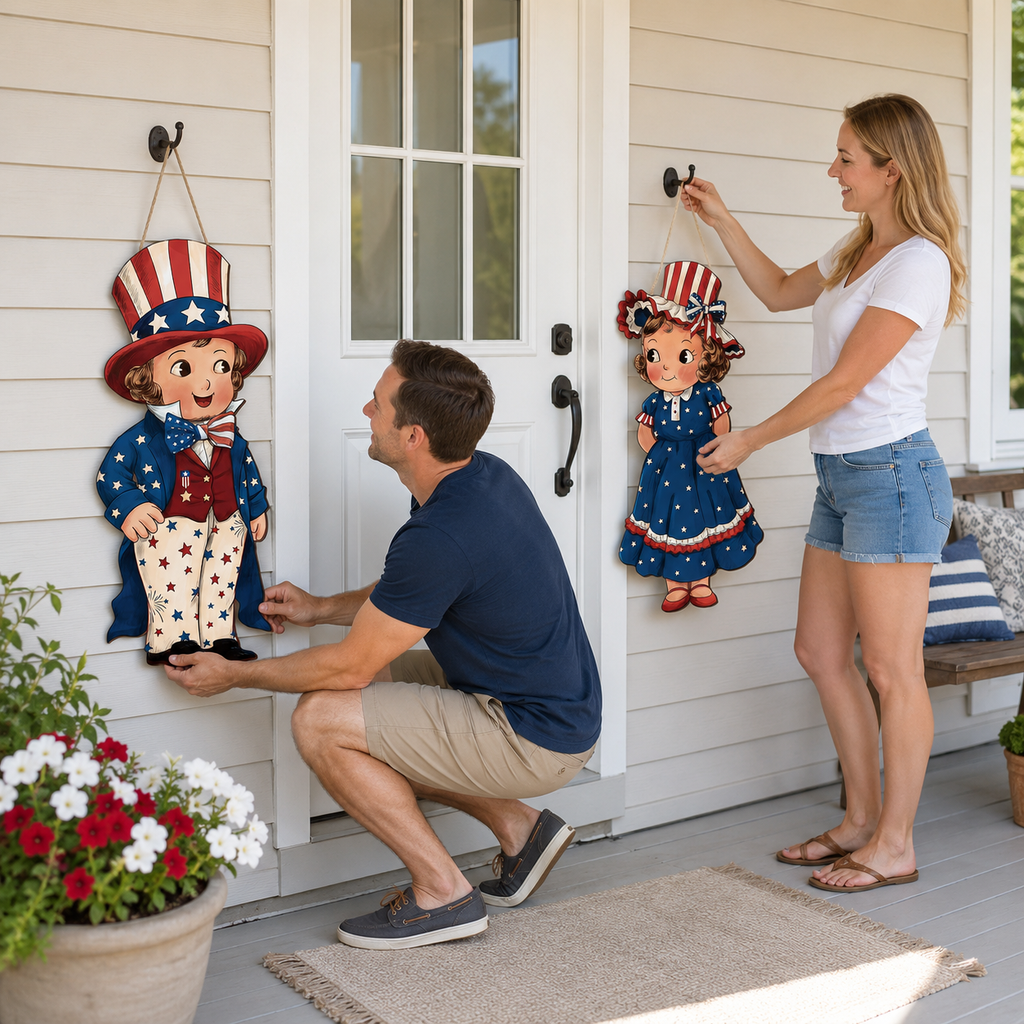 Patriotic Wooden Hanging Door Signs