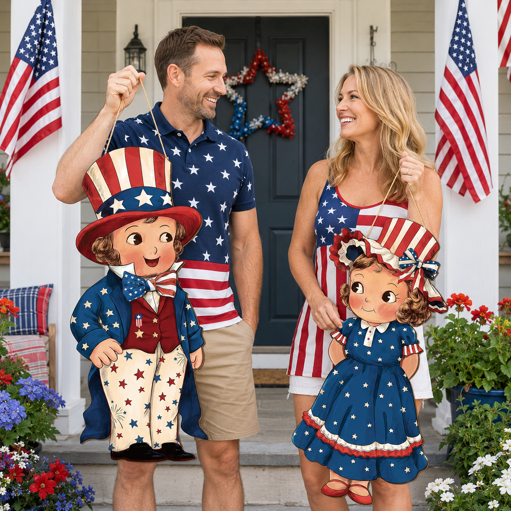 Patriotic Wooden Hanging Door Signs