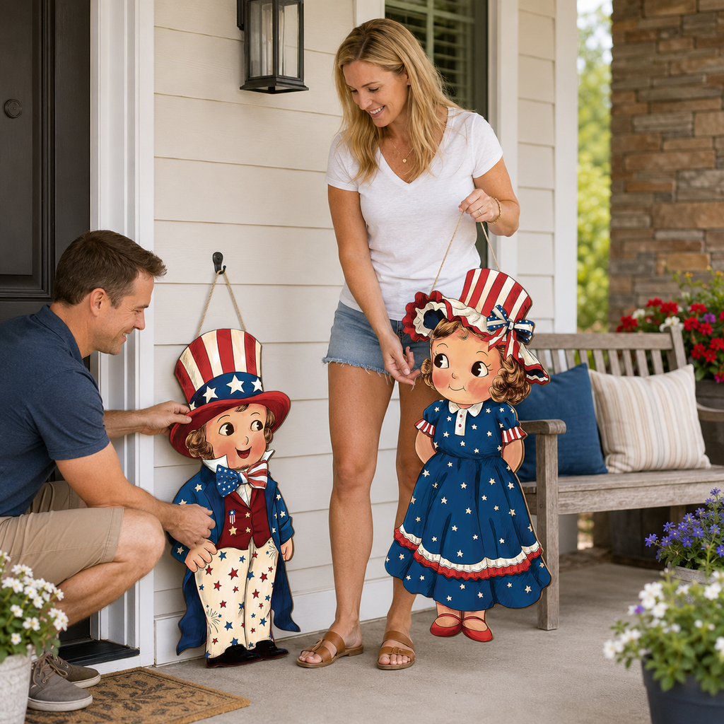 Patriotic Wooden Hanging Door Signs