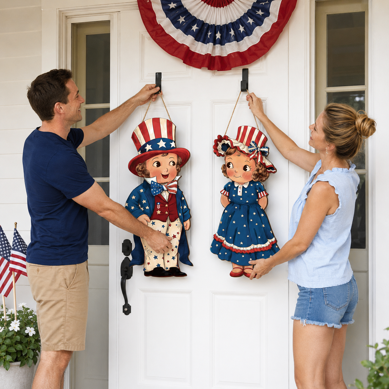 Patriotic Wooden Hanging Door Signs