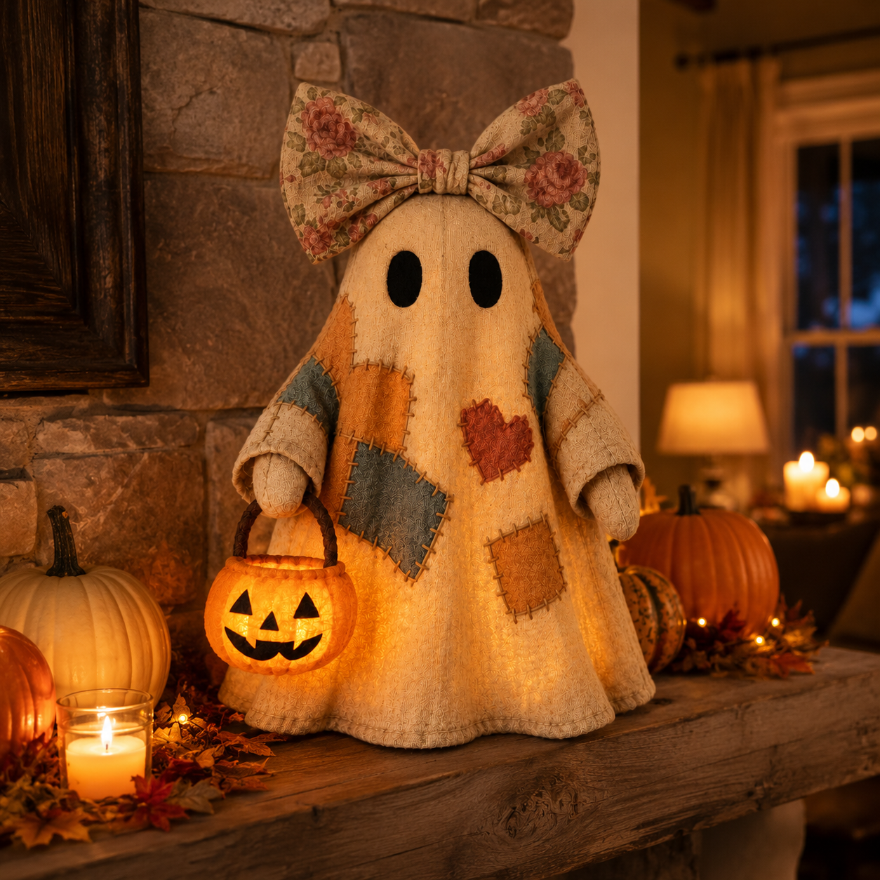 👻🎃Vintage Ghost & Pumpkin Lantern Set – Halloween Decor, LED Warm Glow