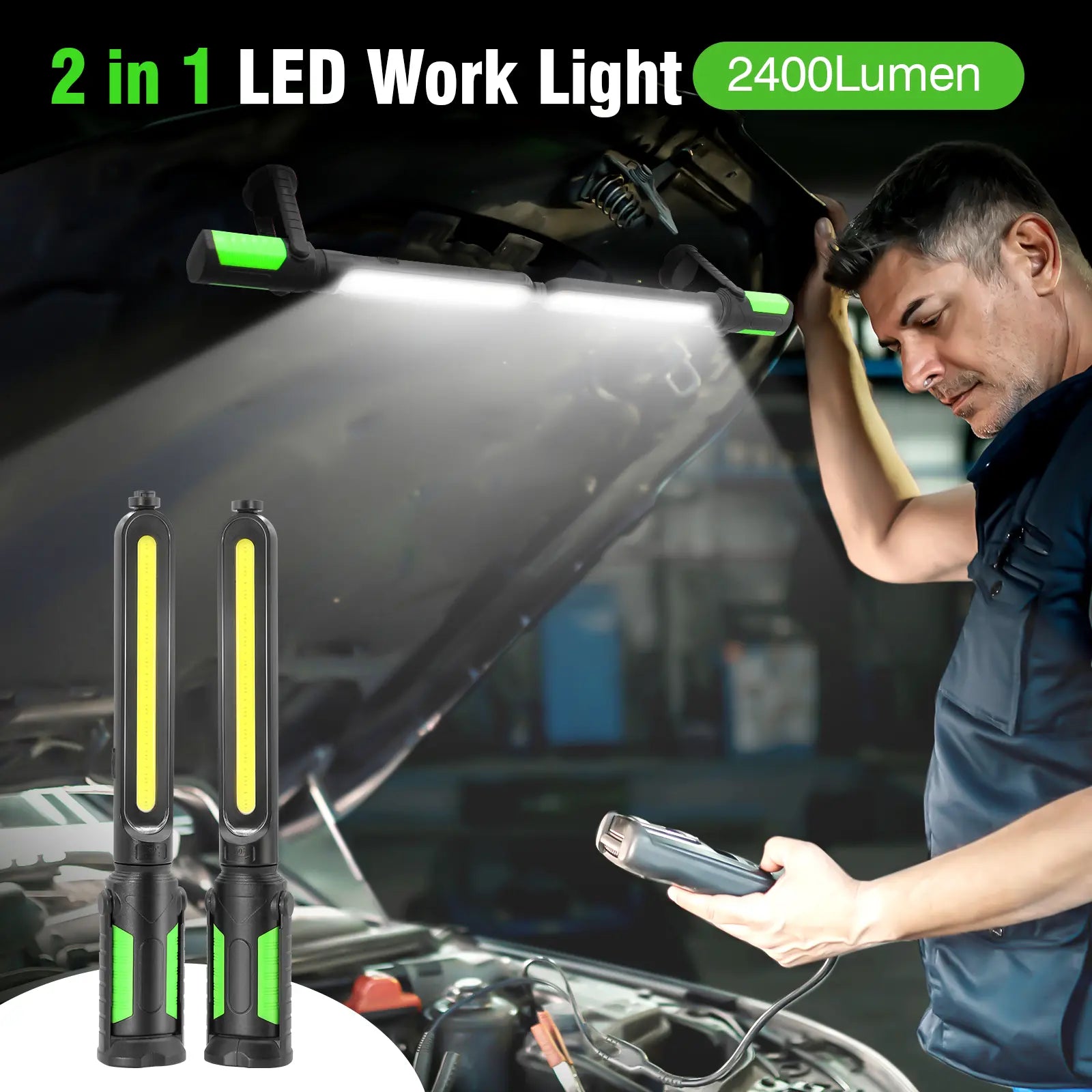 2400LM Rechargeable LED Work Light Bar