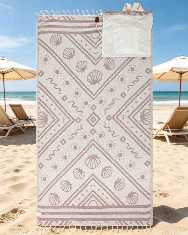 ⏰LAST DAY $20 OFF - 🏖️Sand Cloud 2-in-1 Turkish Cotton Towel Bag with Inner Zip Pocket & Sand-Repelling Fabric