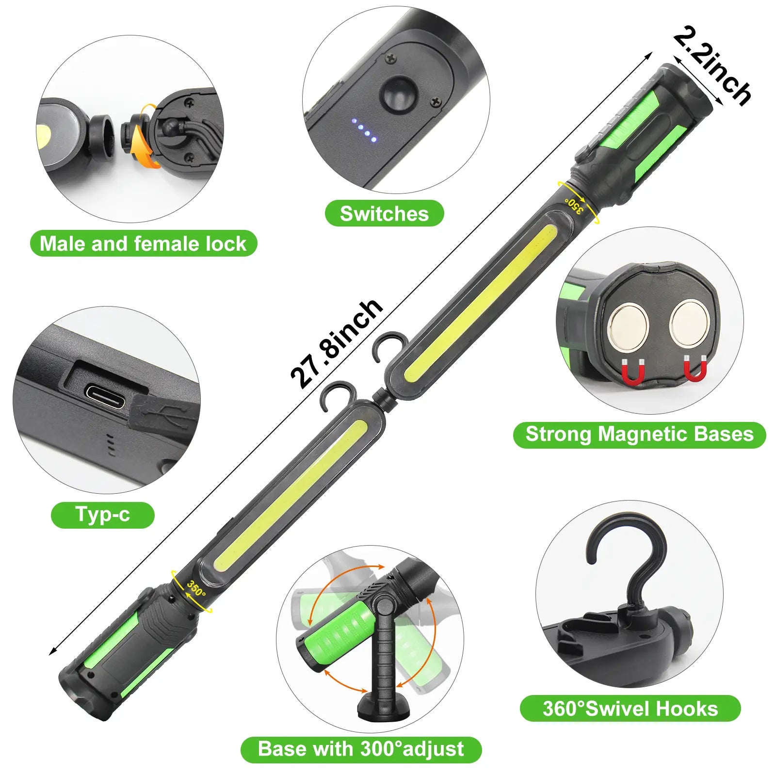 2400LM Rechargeable LED Work Light Bar