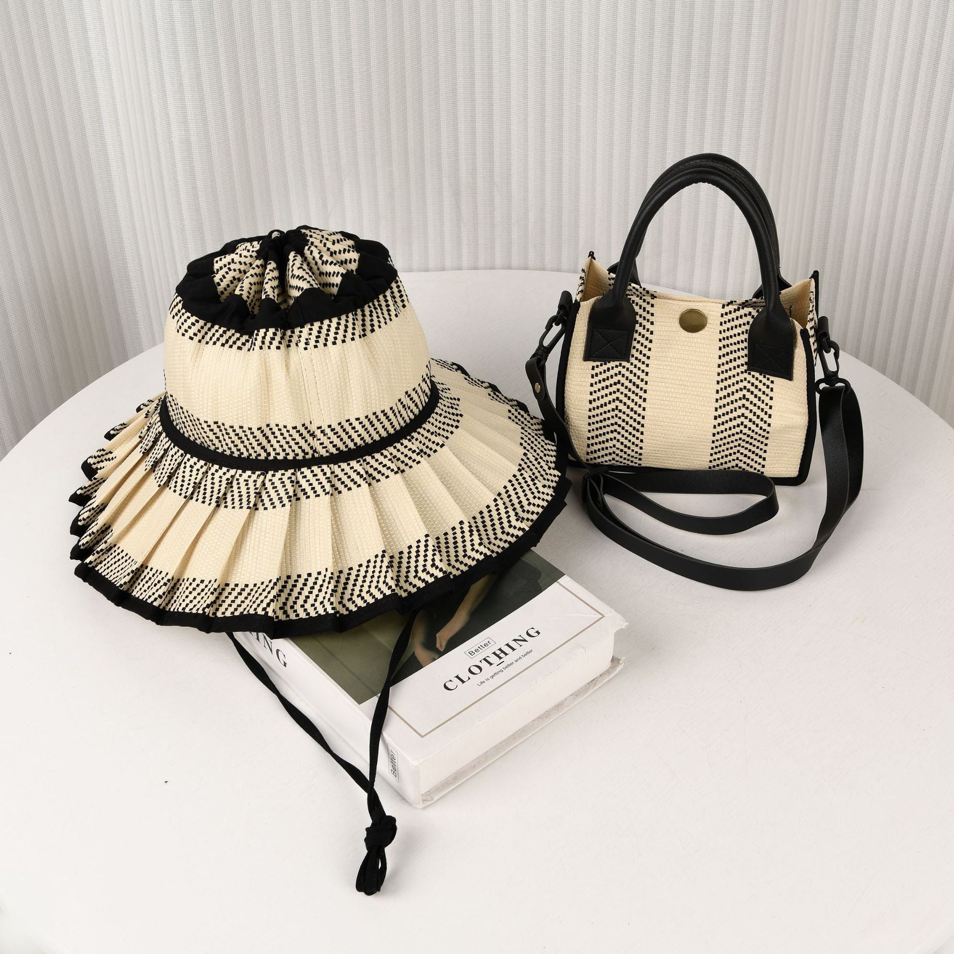 Handmade Foldable Straw Sun Hat for Women – UPF 50+ Wide Brim Pleated Beach Hat with Ponytail Opening & Packable Roll-Up Design