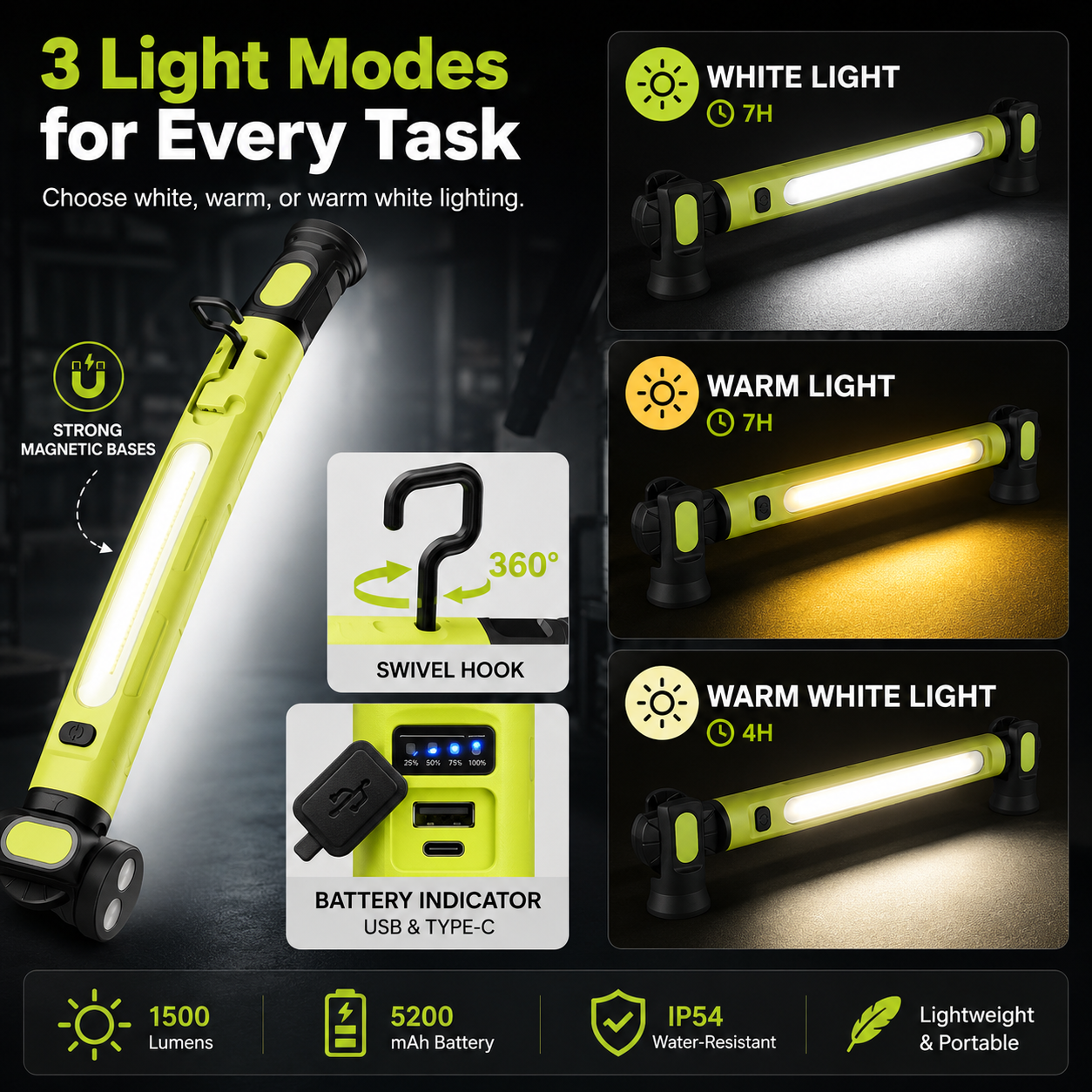 🔥🌟🔦Multifunctional magnetic rechargeable work light💡 Ideal for Mechanic, Car Repair & Garage Use