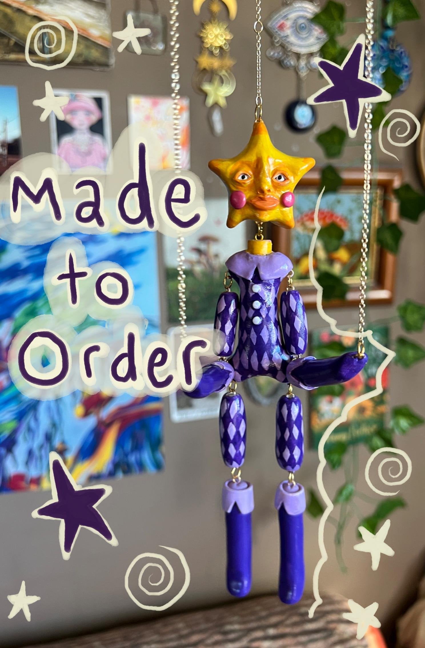 Custom Star Marionette – Handmade Ceramic Movable Puppet Art