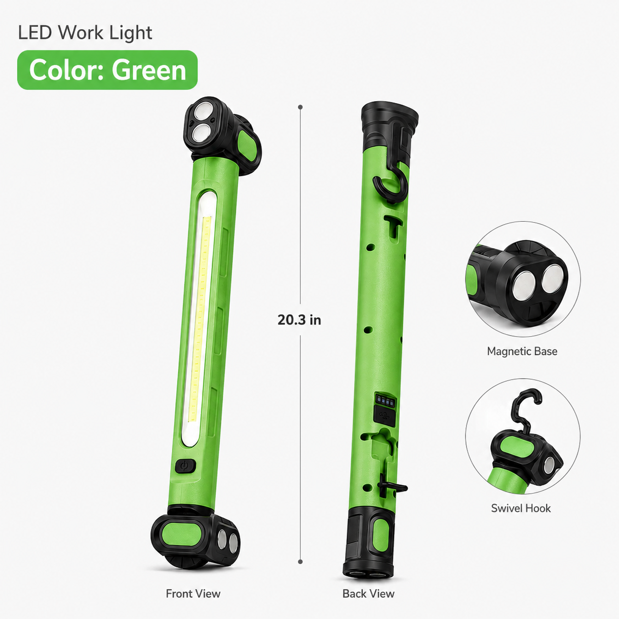 🔦 3000LM Magnetic LED Work Light – Rechargeable & Hands-Free