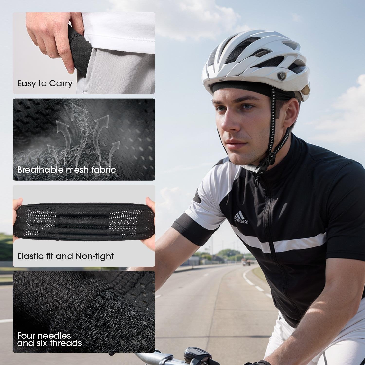 🧢 2 Pack Breathable Skull Cap for Men | Lightweight Sweat-Wicking Head Wrap & Helmet Liner for Cycling, Running & Motorcycling