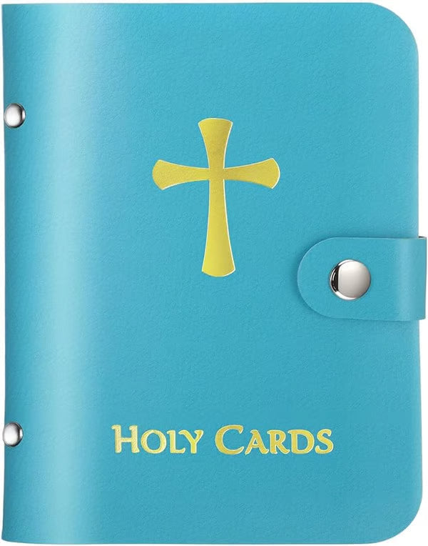 🙏Catholic Faux Leather Holy Card Holder – Pocket Prayer Card Organizer with Snap Closure🎁