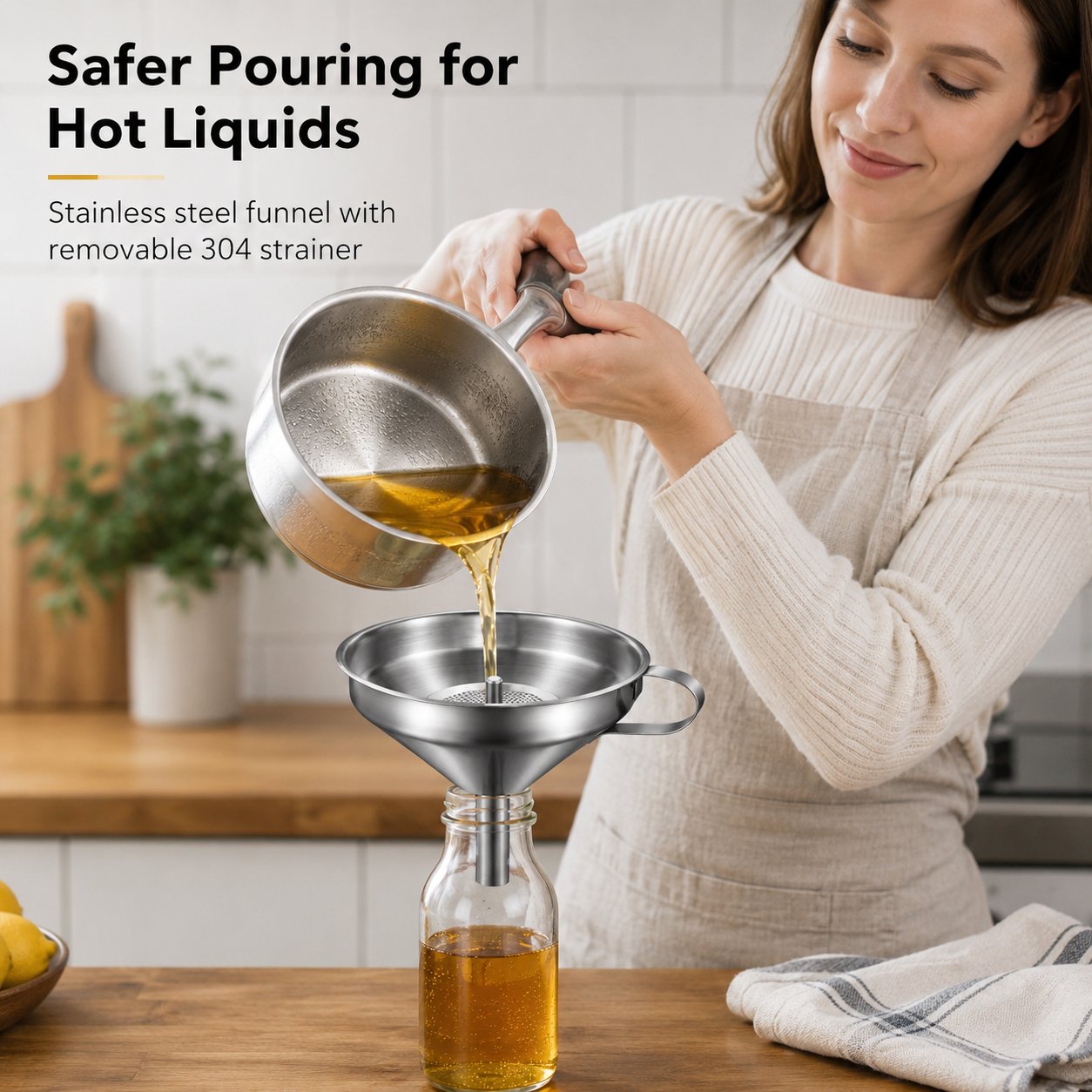 🍳 Heavy-Duty Thickened Stainless Steel Kitchen Funnel with 304 Strainer